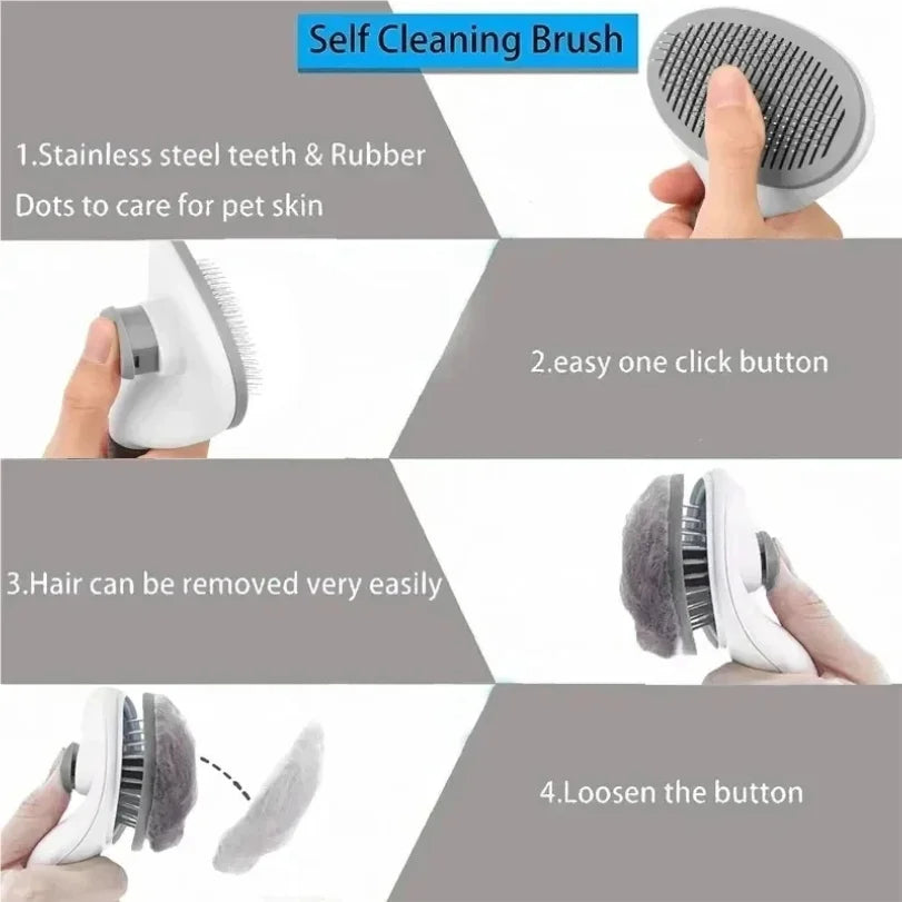 FurEase™ Self-Cleaning Pet Grooming Brush